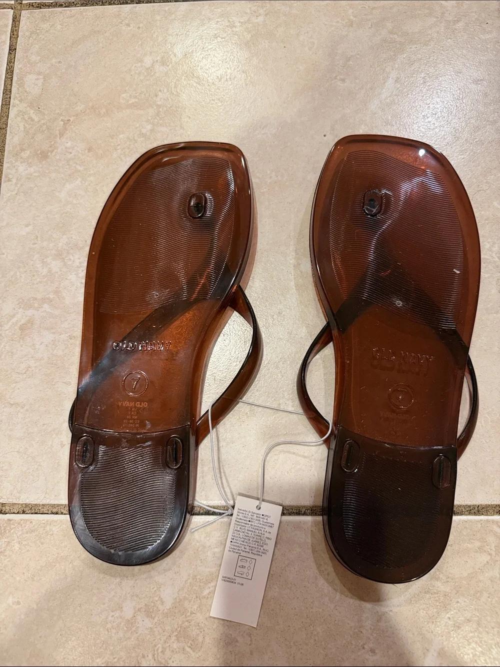 Old Navy Translucent Brown Jelly Thong Sandals